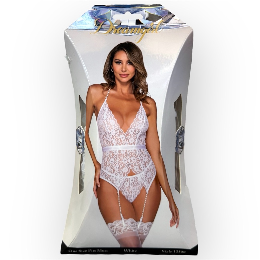 Dreamgirl white bridal bustier lingerie set